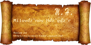Milovánov Hágár névjegykártya